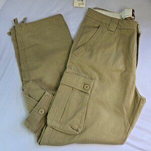 MATCHSTICK Men's Casual Cargo Utility Work Pants with Big Pockets Sz 2 XL Khaki